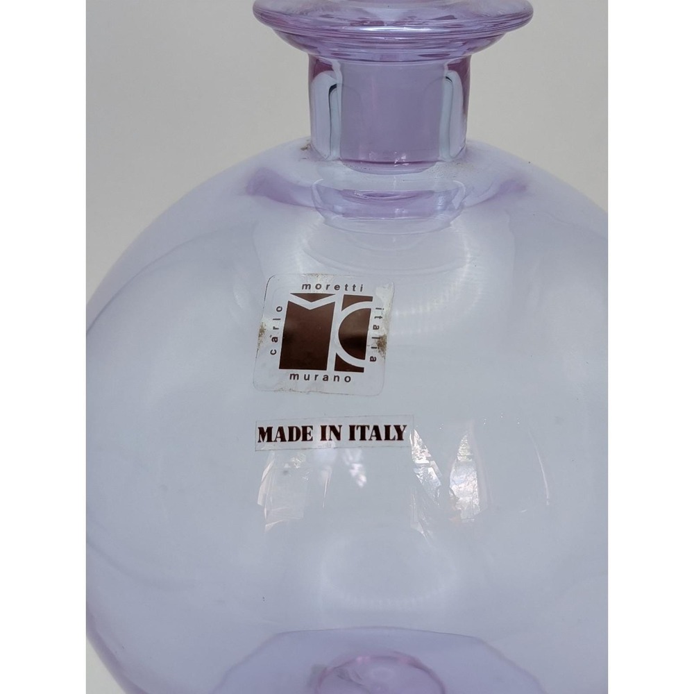 Carlo Moretti Murano Glass Decanter Purple Orb Stopper Made in Italy Vintage - Picture 5 of 16